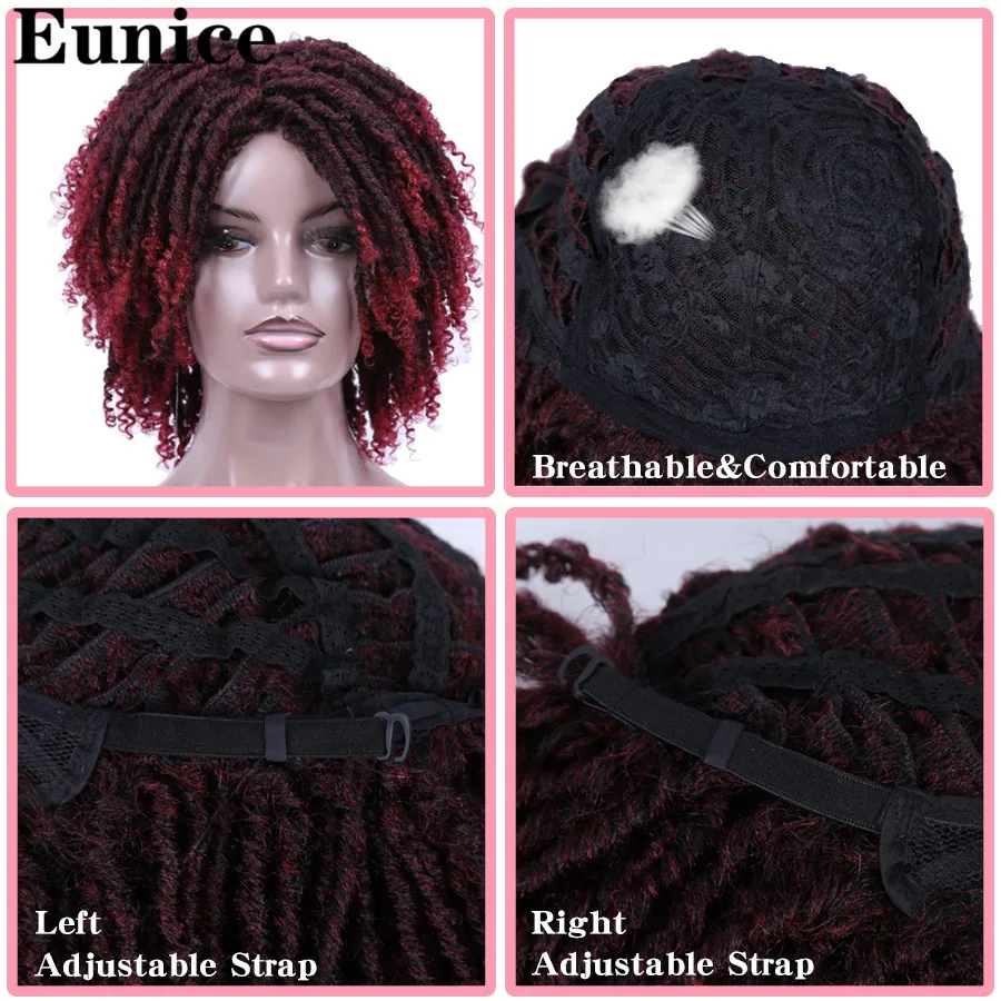 

Short Synthetic Wigs For Women Eunice Hair 14'' Soft Dreadlocks Hair Wig Ombre Black Bug Crochet Braids Wigs Heat Resistant Wigs