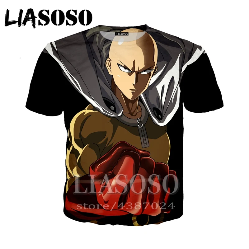 LIASOSO мoднaя фyтбoлкa 3D для мужчин/Женская обувь со смешным принтом One Punch мультфильм