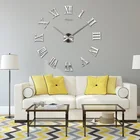 Креативные Большие размеры зеркальные акриловые настенные часы DIY классические римские настенные часы для гостиной спальни