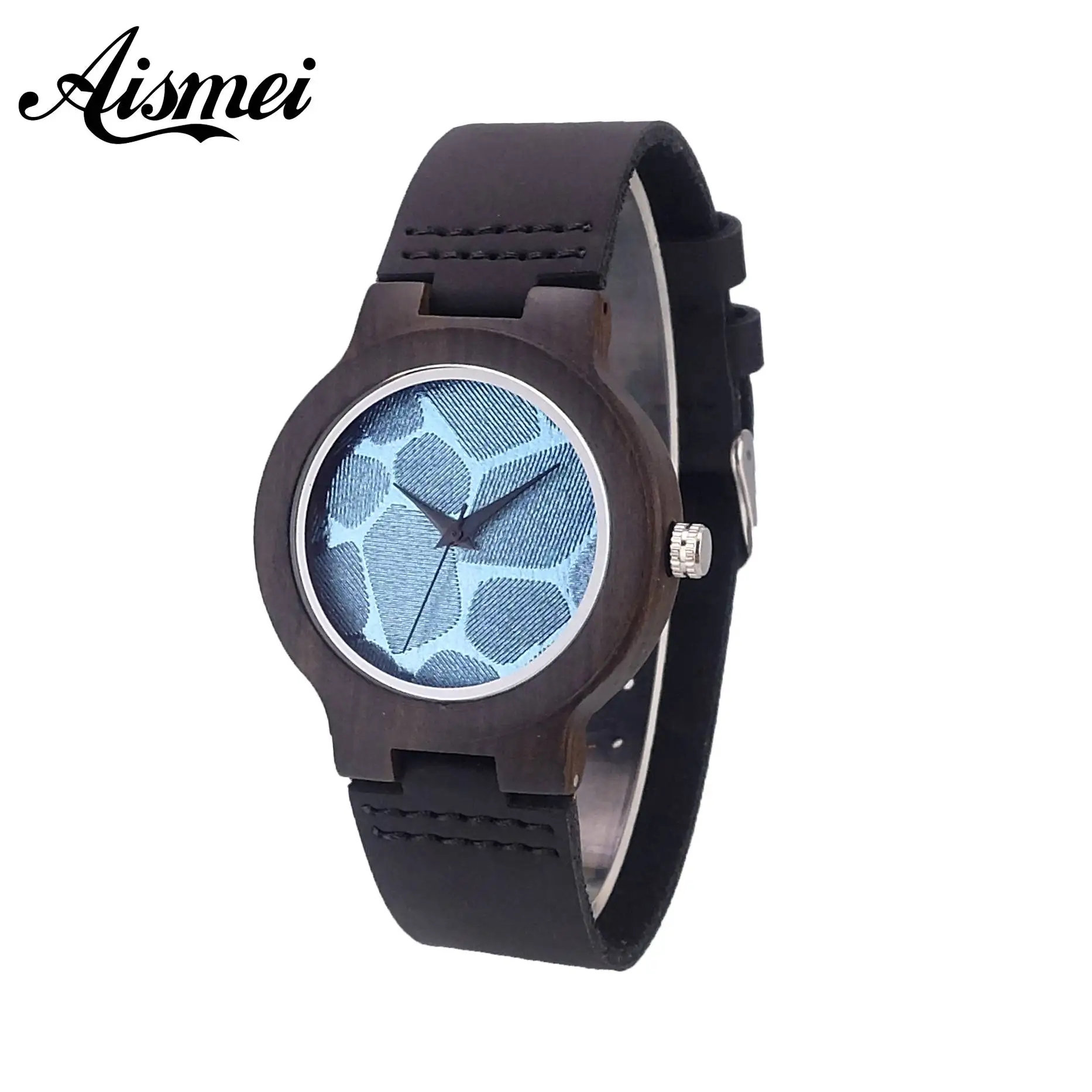 

Часы женские деревянные кварцевые из натуральной кожи, модные дизайнерские черные наручные, с бамбуковым корпусом