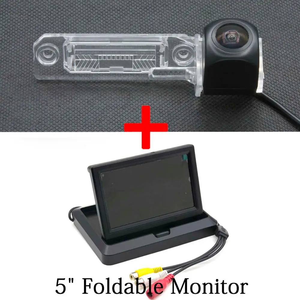Camera 5 inch fold 1080P MCCD рыбий глаз Starlight Автомобильная беспроводная камера заднего вида для VW Passat CC Polo Jetta Golf Caddy Touran Sagitar Skoda Superb - Название цвета: Camera 5 inch fold