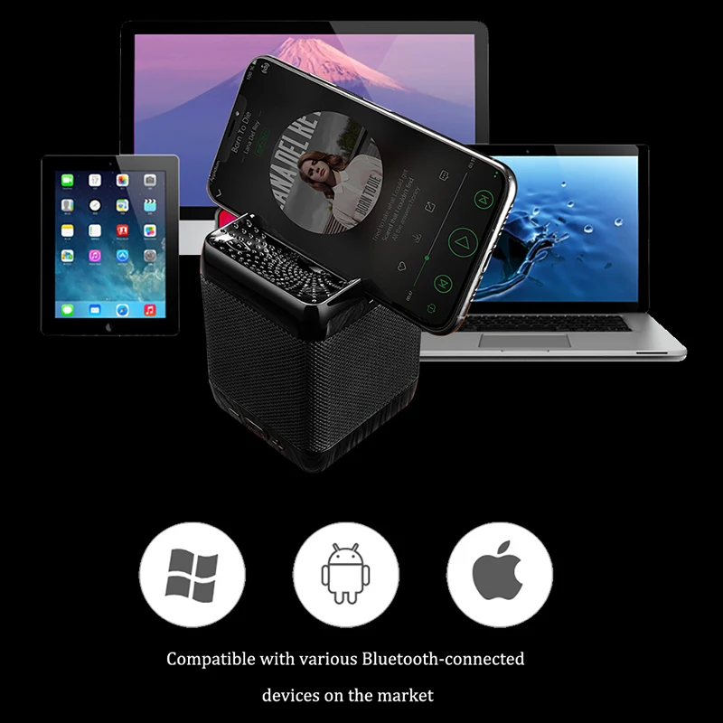 Мини Портативная bluetooth колонка Беспроводная с басами стереозвуком сабвуфером FM