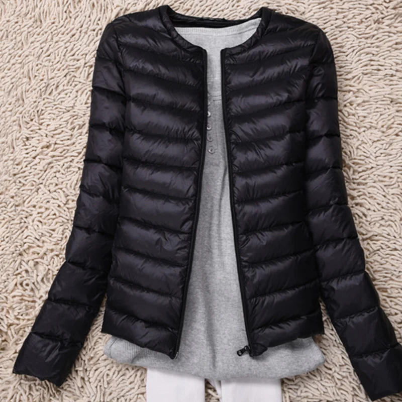 

Ultra Light Down Coats Women Short O-neck Light Thin Down Jackets 2018 Spring Autumn Female Jacket White Duck Down Coat FP0408