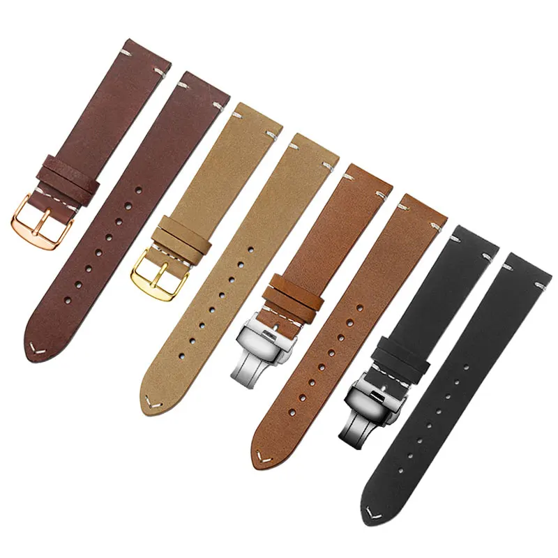 

18mm 20mm 22mm Hand-polished genuine leather watch band replacement strap for Ticwatch pro/E2/C2/S2 leather watch chain