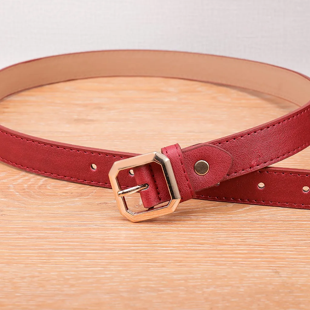 Женский ремень SAGACE квадратный тонкий из искусственной кожи с пряжкой|Мужские