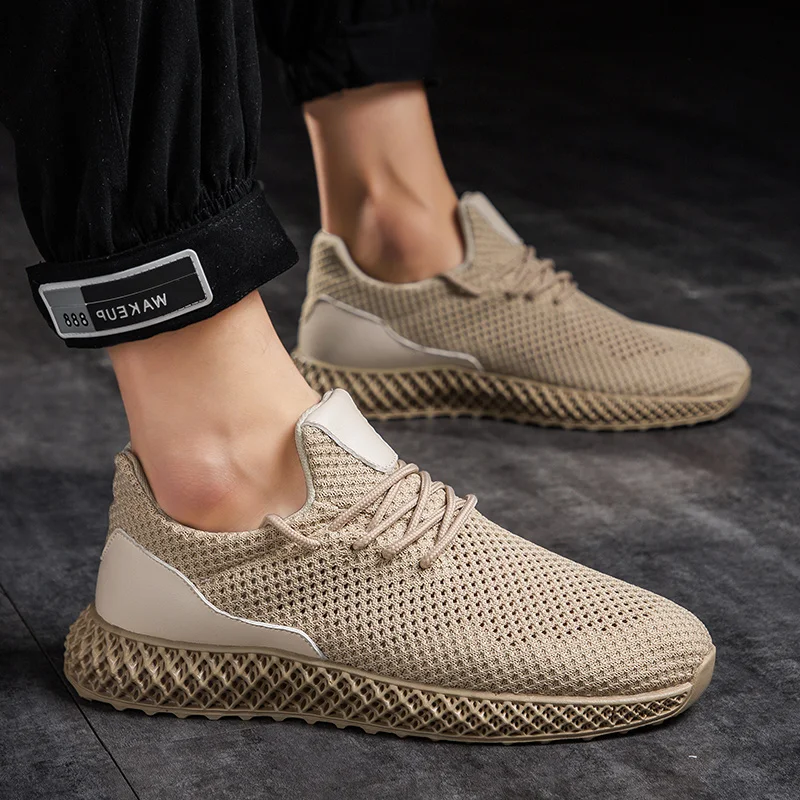 Мужская Беговая спортивная обувь Flyknit дышащие Нескользящие мягкие мужские комфортные кроссовки для активного отдыха Удобная прогулочная обувь