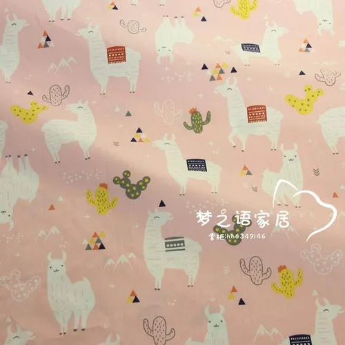pink Alpaca 160 см* 50 см хлопчатобумажная ткань мультфильм белая Альпака желтые кактусы три угла ткани для комплект кровати «сделай сам» лист Декор ручной работы ткань - Цвет: pink Alpaca