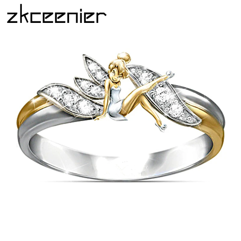 Новое модное кольцо Elf Angel с микро цирконием золотого цвета кольца для женщин