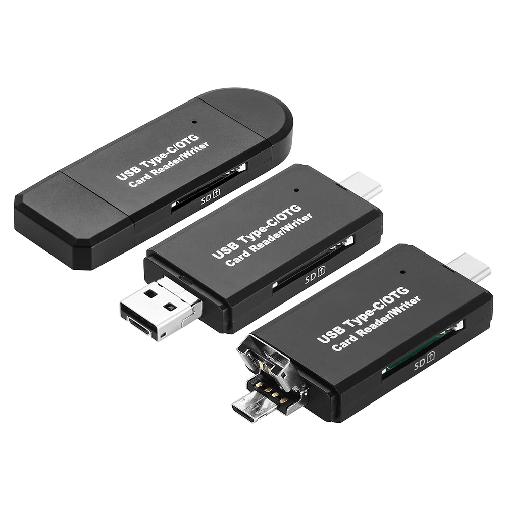 

New Type C & Micro USB OTG Card Adapter 3 In 1 USB-C Reader Flash Stick TF Read Plug For Mobile Phone PC Mac Computer