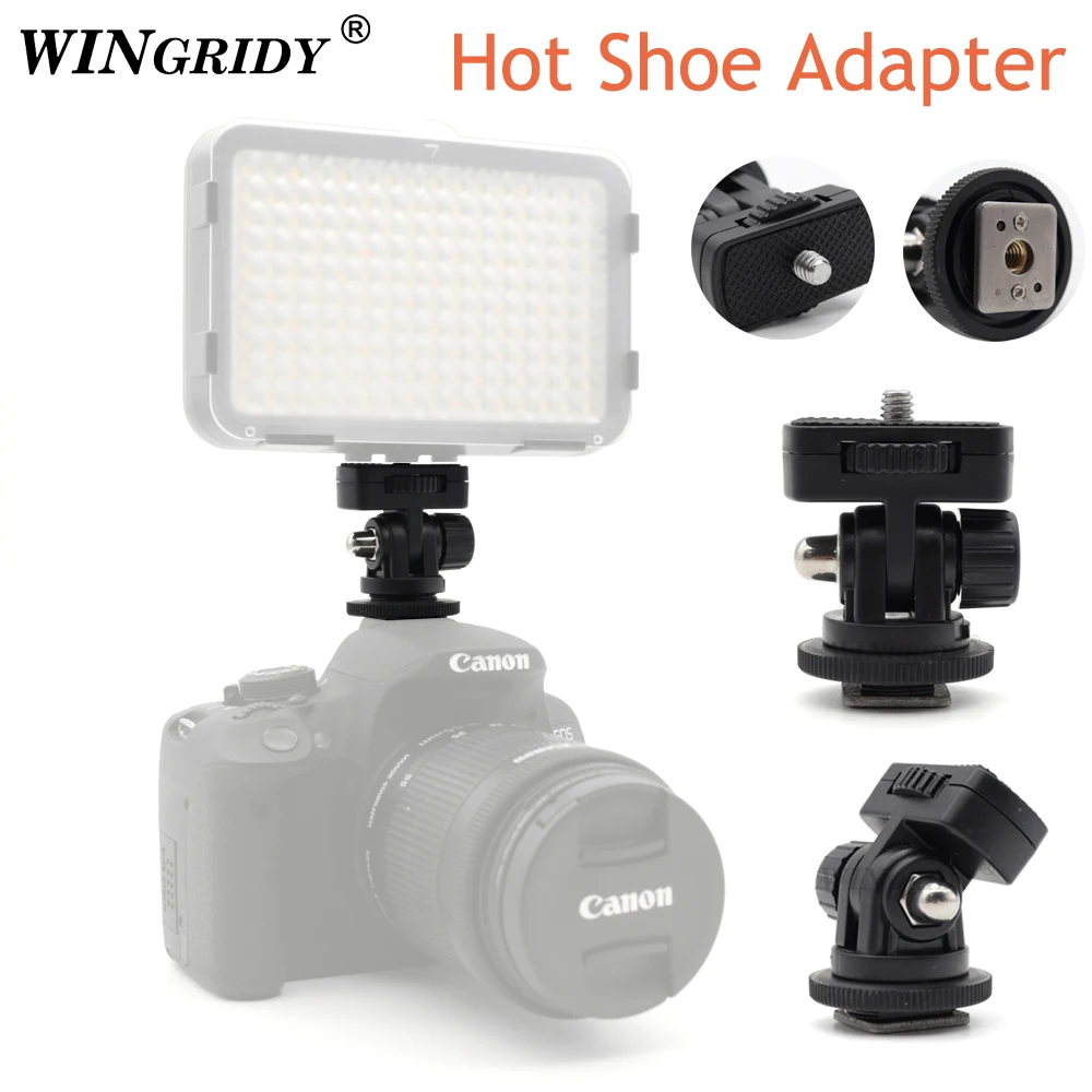 

WINGRIDY Profession 1/4" Screw Hot Shoe Mount Adapter Adjustable Angle Pole For DSLR Camera Canon Nikon Flash LED Light Monitor