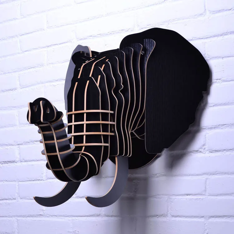 Резной деревянный Счастливый Слон голова висячий декор для стен Мода Европа DIY