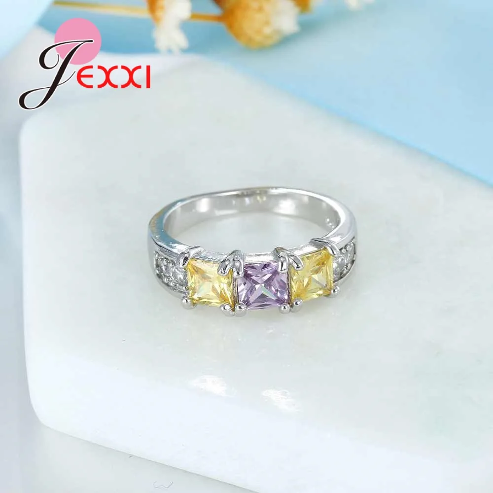 Классические кольца Eternity Band для свадьбы помолвки 925 пробы серебряные фиолетовые
