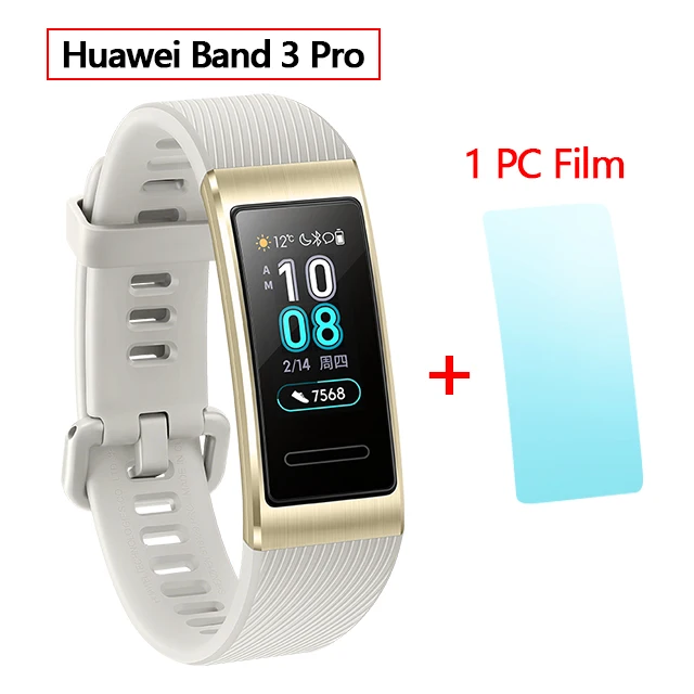 gold add film huawei Band 3 Pro gps Amoled 0,95 'Полноцветный Сенсорный Водонепроницаемый металлический браслет с датчиком пульса для плавания и сна - Цвет: gold add film