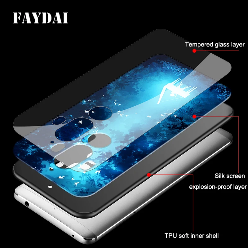 Faydai для Huawei Коврики 10 Pro закаленное Стекло Дело ТПУ Силиконовые цветочным узором