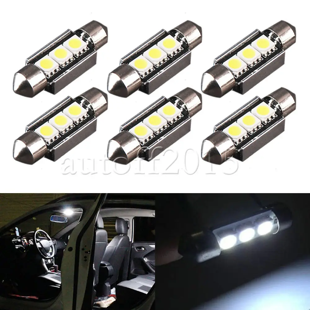10x36 мм ошибок высокой Мощность Белый 5050 SMD OBC 3 светодиодный 6411 6418 C5W SV8 5 интерьер