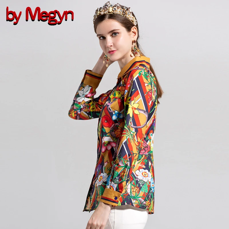 По Megyn летняя блузка женская мода Бабочка Цветочный змеиный принт блузки с