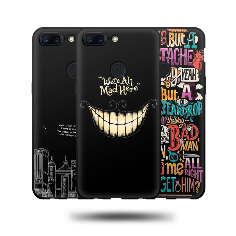 Чехол-накладка для Oneplus 5 T матовый с черным мультяшным принтом | Мобильные