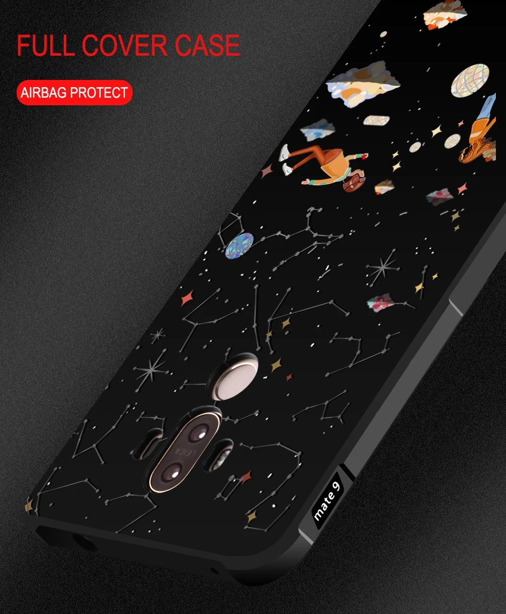 For huawei mate9 protector case Fashion TPU soft back Cover Full Protective Ultra-thin gift with tempered glass film |