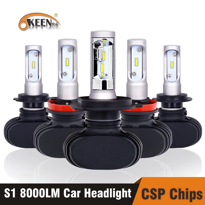 OKEEN 2 шт. 9005 HB3 9006 HB4 H11 H4 H7 Led H1 Автомобильные фары S1 50 Вт 8000 лм 6000 К автомобильная лампа все в одном CSP Lumileds лампа