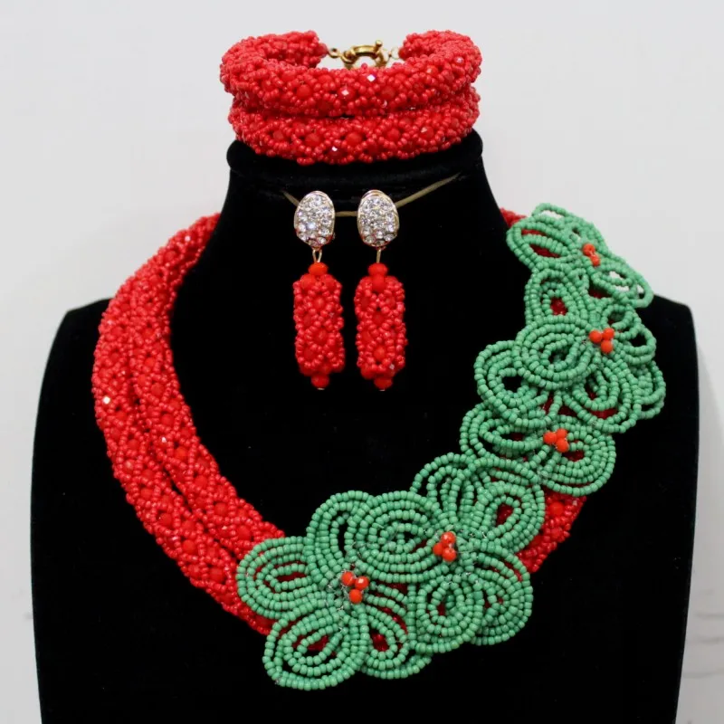 4UJewelry изящные свадебные комплекты ювелирных изделий красный и зеленый/красный