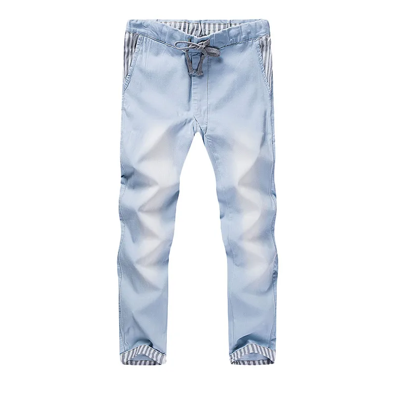 2019 плюс размер синие брюки на завязке для мужчин Slim Fit Hip Pop прямые мужские модные