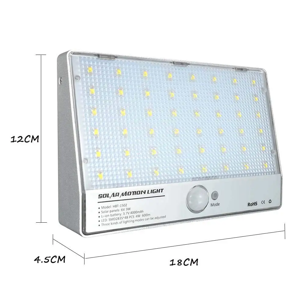 Солнечные огни 48 LED беспроводной водонепроницаемый датчик движения Наружный