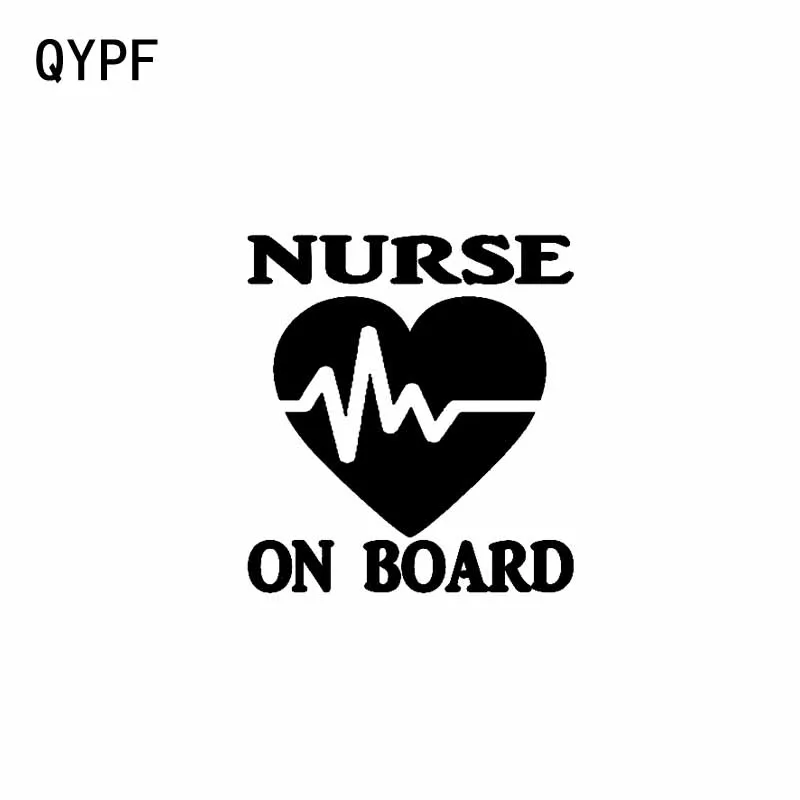 

QYPF 14CM*15.2CM NURSE ON BOARD Vinyl Car And Motorcycle Personality Stickers Decal Black Sliver C14-0242