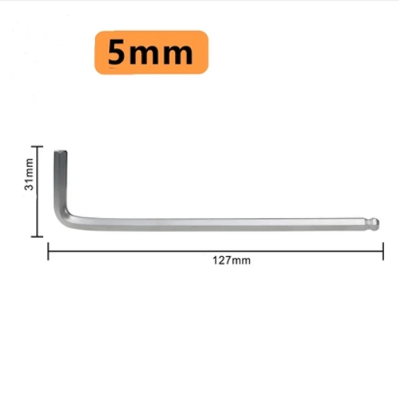 5mm x 1pcs 1 шт. 1,5 мм-22 мм шаровой конец шестигранный динамометрический ключ с двойной головкой l-образный шаровой головкой шестигранный ключ для ремонта автомобилей многофункциональный ручной инструмент - Цвет: 5mm x 1pcs