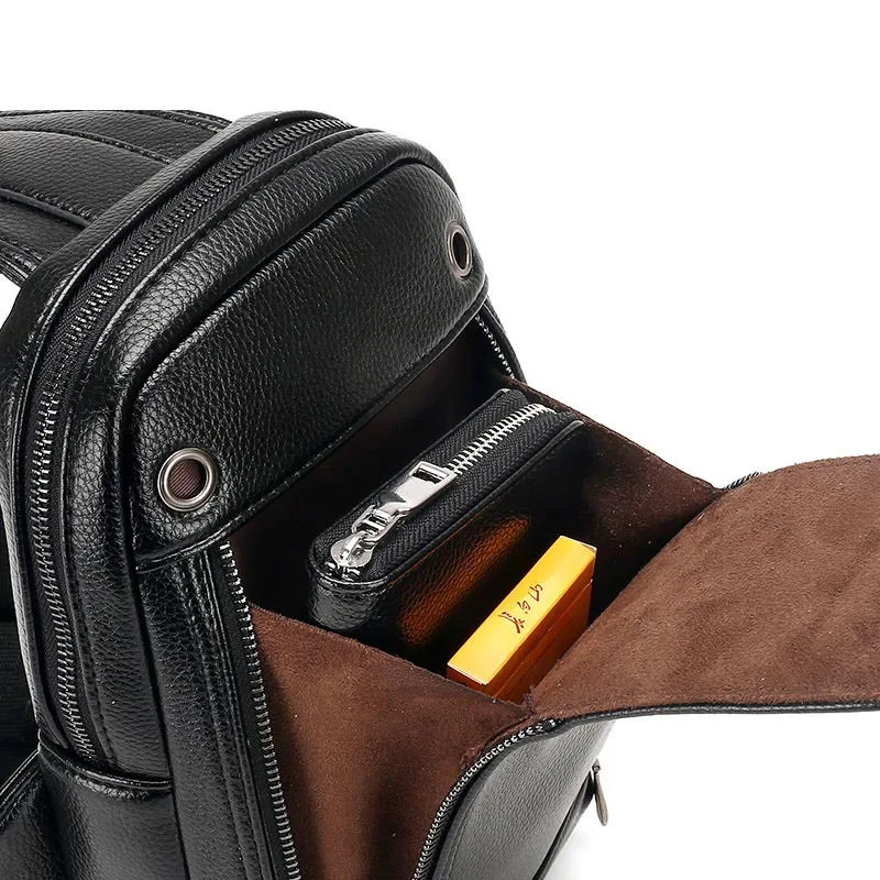 FEIDIKA BOLO брендовая сумка мужская нагрудная с одним плечевым ремнем BackBag кожаная