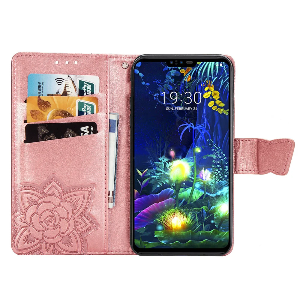 Для LG V50 ThinQ чехол цветок кожаный флип противоударный для кошелька владельца