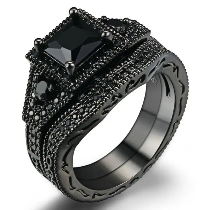 Черная пятница новые модные черные \ кольцо обручальное комплект ювелирных