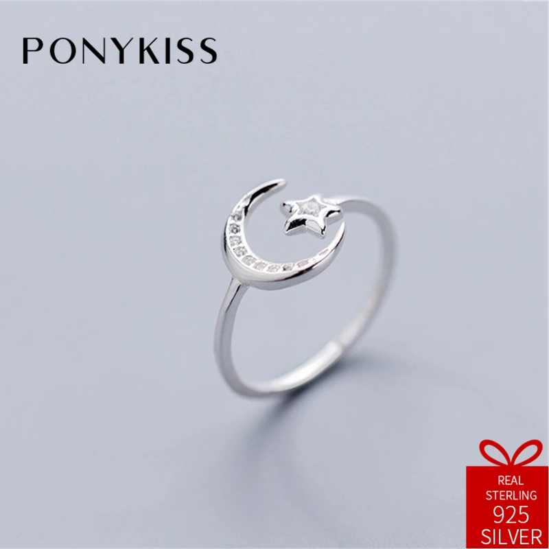 Стильное регулируемое циркониевое кольцо PONYKISS 100% дюйма со звездой и