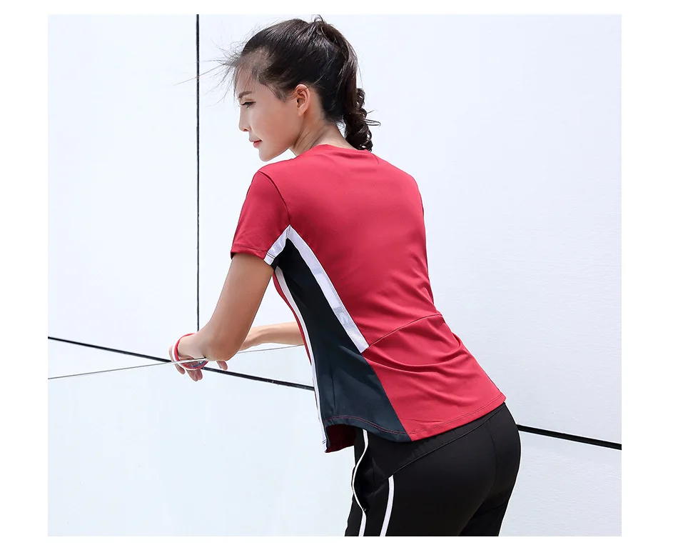 Для женщин YogaShirt для Фитнес Запуск Спортивная Футболка спортивная быстросохнущая пот дышащие упражнения топы с короткими рукавами