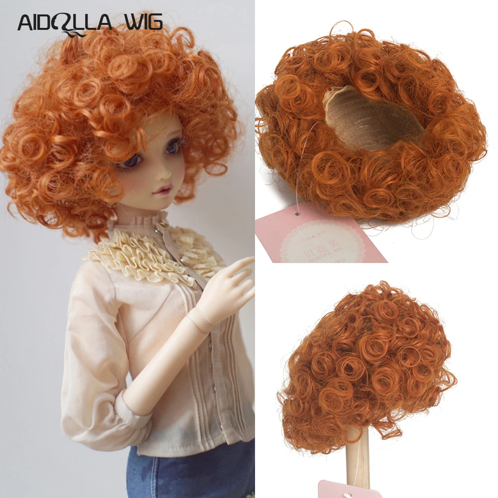 

1/3 1/4 BJD DD Doll Wigs High Temperature Wire Gold Orange Short Wave Hairs Doll Accessories BJD Doll Wigs