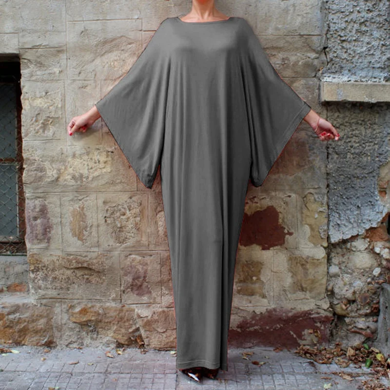 Ilstile 2018 Boho женское 4/3 летучая мышь рукав Макси полная длина длинное платье вырез