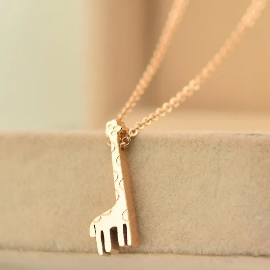 Милый кулон в форме жирафа ожерелье из титановой стали и розового золота женские