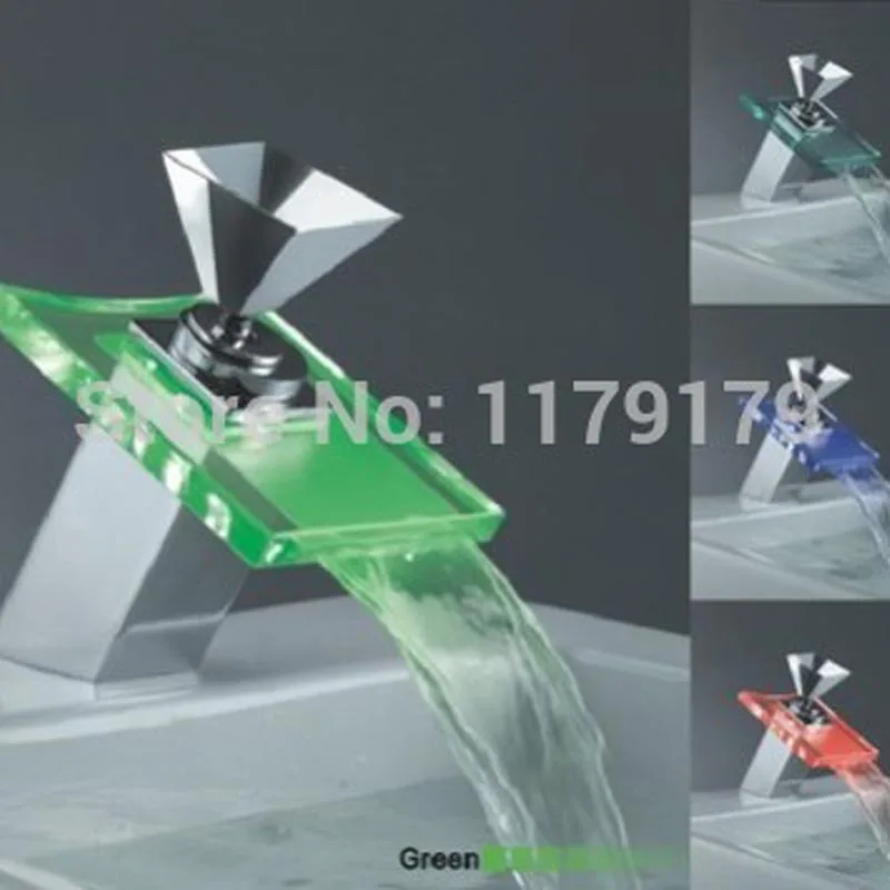 

Popular crystal handle waterfall copper faucet, copper chrome LED faucet bathroom faucet OD8652