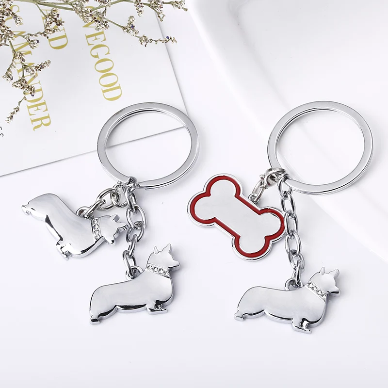 Новинка 2019 милые брелки Corgi с подвеской в виде собаки животного и кости женские