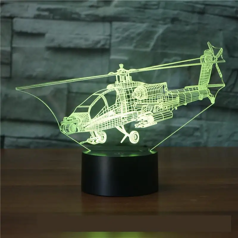 Вертолет 3d семь цветов Сенсорная зарядка пульт дистанционного управления декоративные подарки 3d светильники Usb светодиодный ночник