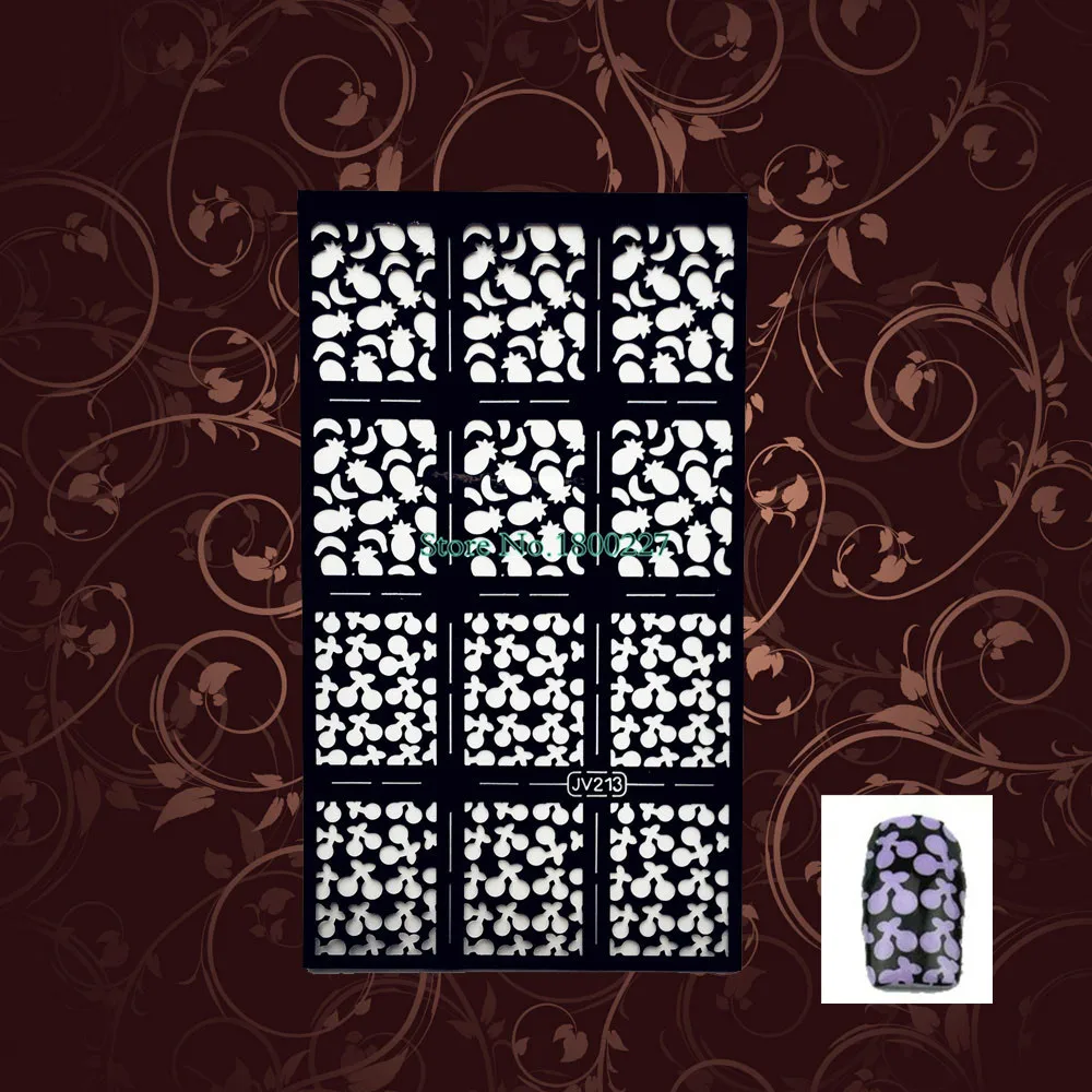 Новый дизайн яркие лазерные полые наклейки для ногтей цветок руководство по