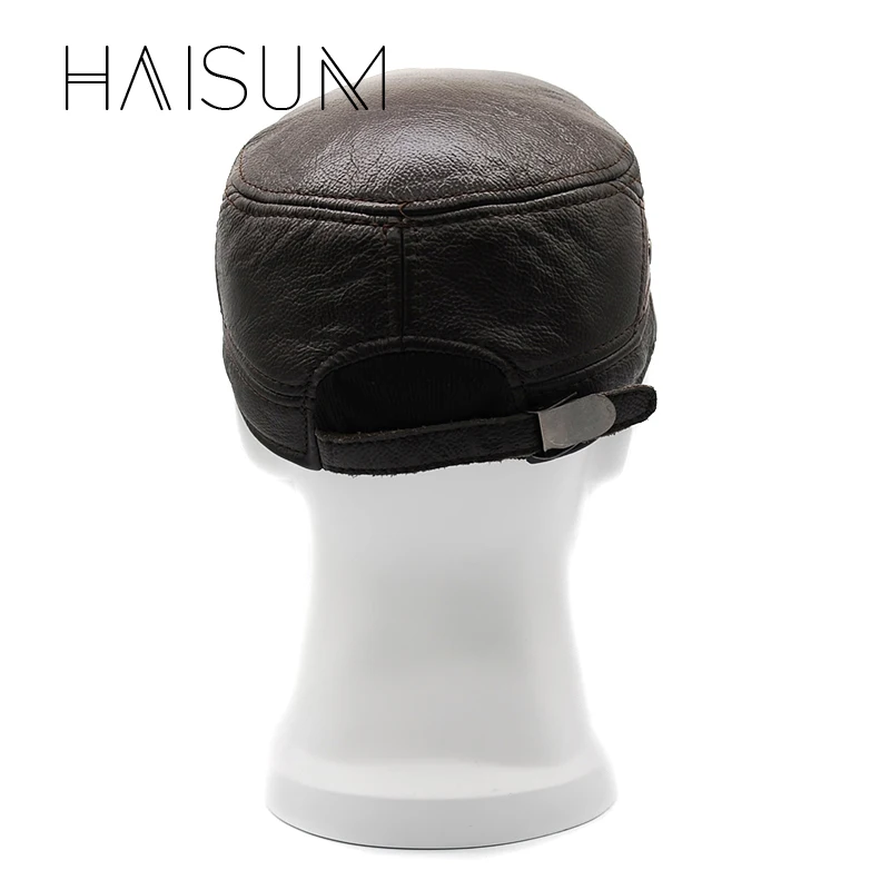 Gorras, зимние военные шапки Haisum, натуральная кожа, Мужская Военная кепка, шапка, лучшее качество, папа, Воловья кожа, для взрослых, одноцветная, регулируемая, Cs36