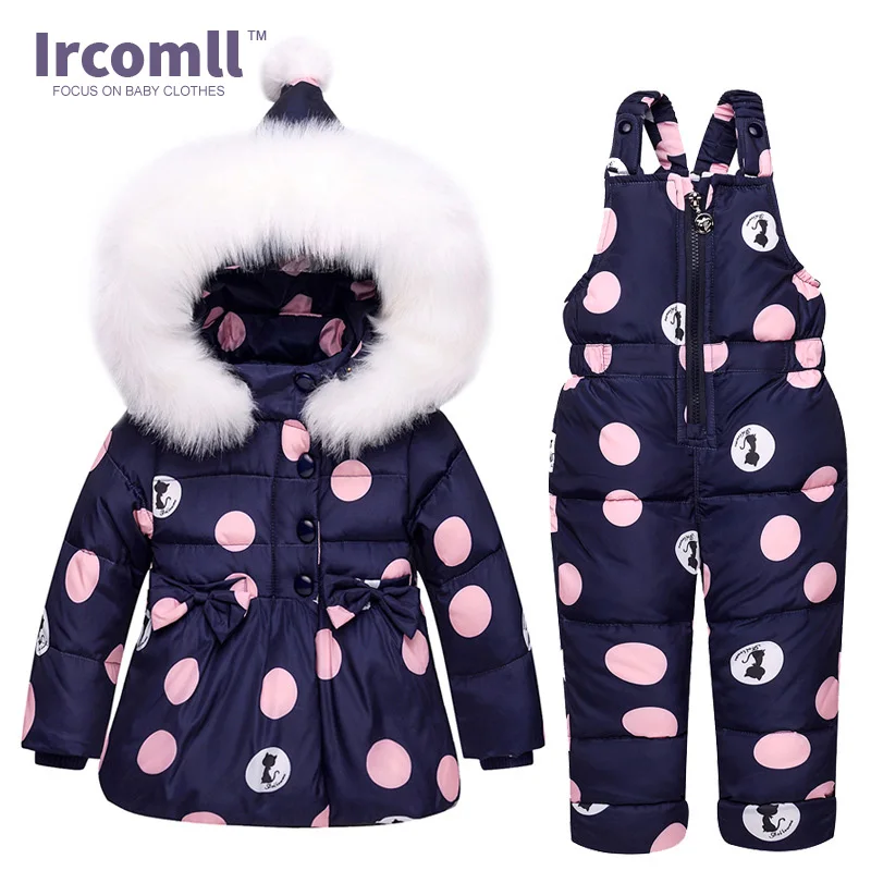 Ircomll новый зимний комплект одежды для девочек меховой с капюшоном одежда малышей
