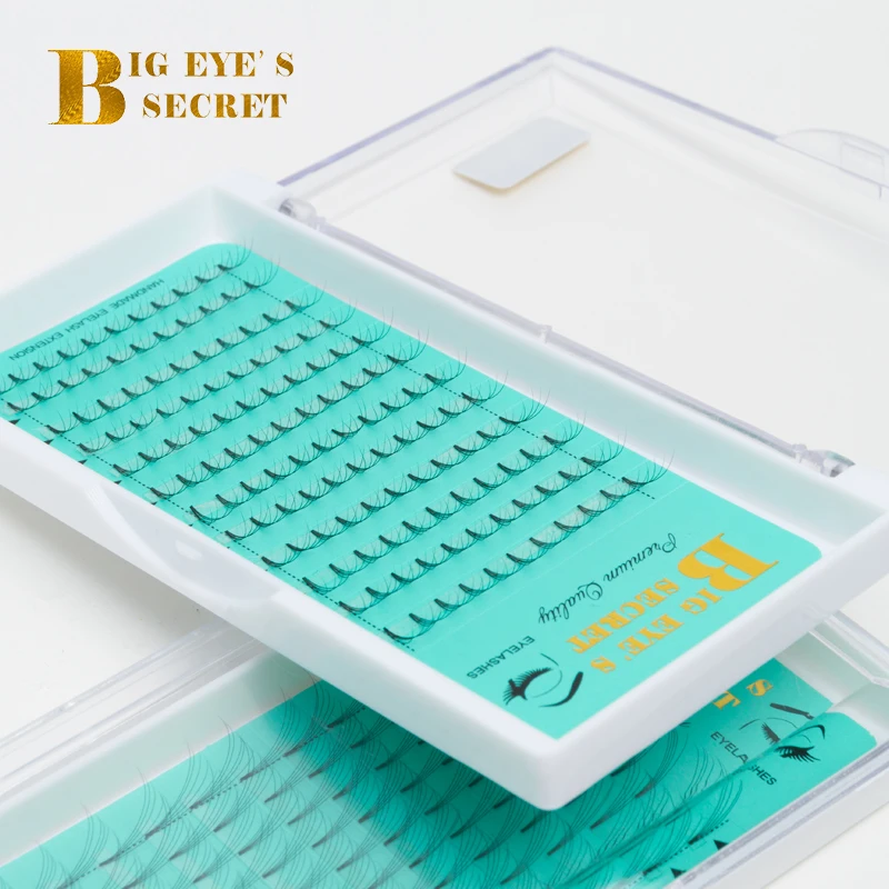 Big eye's secret 4D volume eyelash Short stem premade fans hand-made black Korean silk premium eyelashes extension | Красота и