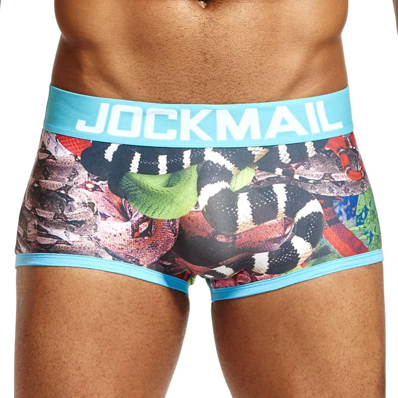 JOCKMAIL Boxer Sexy Men Underwear nylon printed boxershorts men trunks cuecas boxer masculina youth big boy Men Gay Underwear