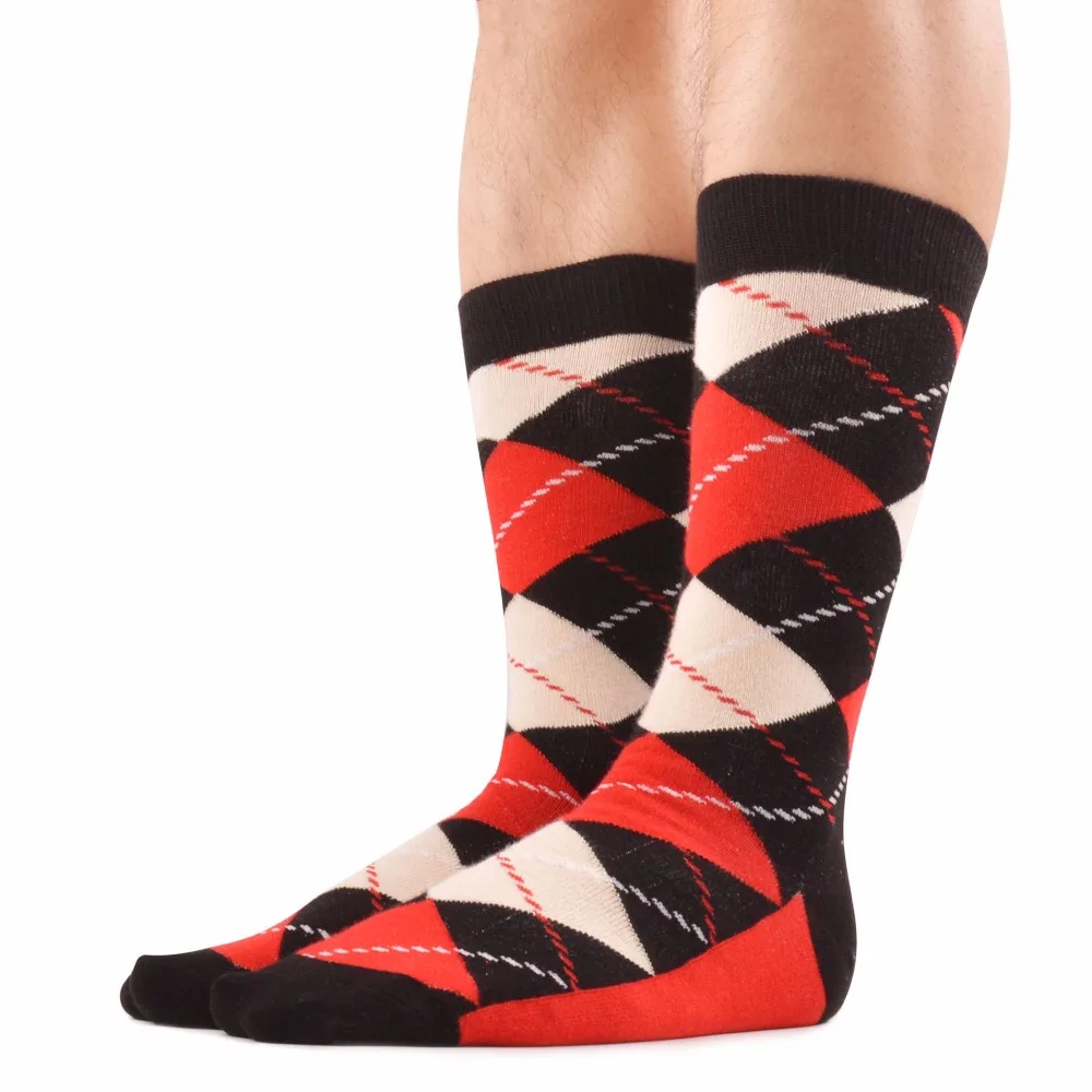 SANZETTI 5 pairs/lot Gift Box Colourful Men's Combed Cotton Classic Geometric Pattern Causal Trendy Streetwear Funny Crew Socks | Мужская