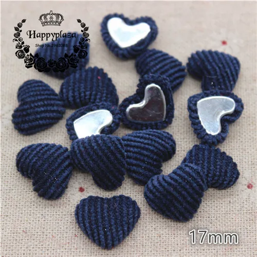 Navy Blue 50pcs 50 шт.,, разноцветные вельвет, покрытые пуговицы в форме сердца, домашний сад, кабошон, ремесла, Скрапбукинг DIY, 14*17 мм - Цвет: Navy Blue 50pcs