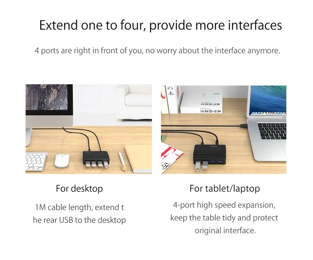 Портативный usb разветвитель ORICO 4 порта концентратор USB 3 0 5 Гбит/с сверхскоростной