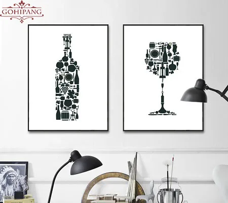 

Modern Kitchen Canvas Painting 3 Pieces Wine Cup Wall Art Oil Painting For Dinner Room Decorative Posters Print