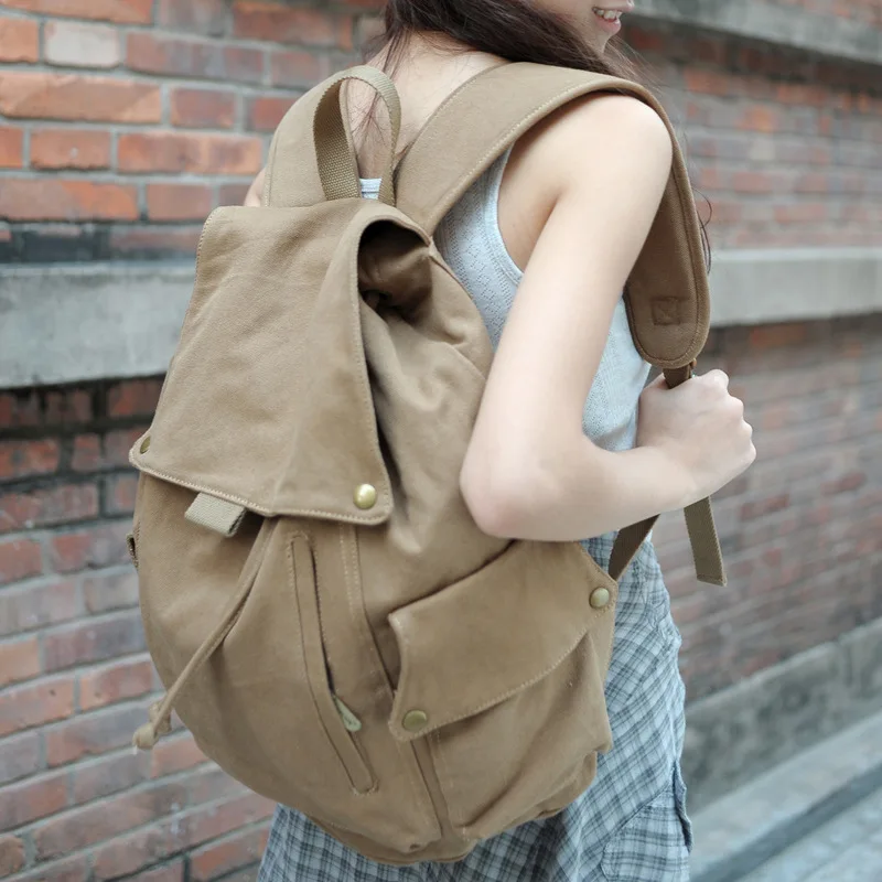 Модный однотонный холщовый уличный рюкзак для мужчин и женщин школьный дорожный
