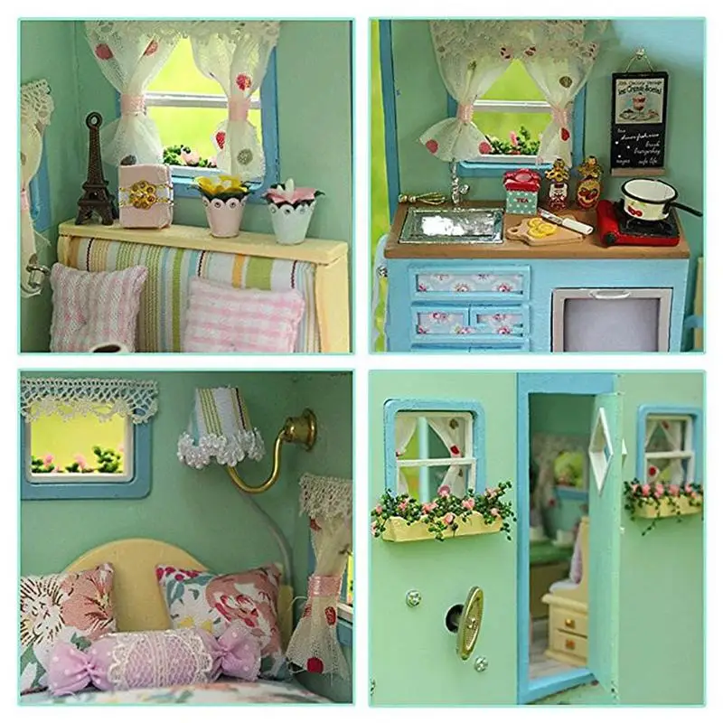 35*22*22 см DIY Кукольный дом ручной забавной вышивкой мини мебель 3D деревянная миниатюрная путешествие во времени, для детей, для девочек, игрушки для детей, подарок на день рождения